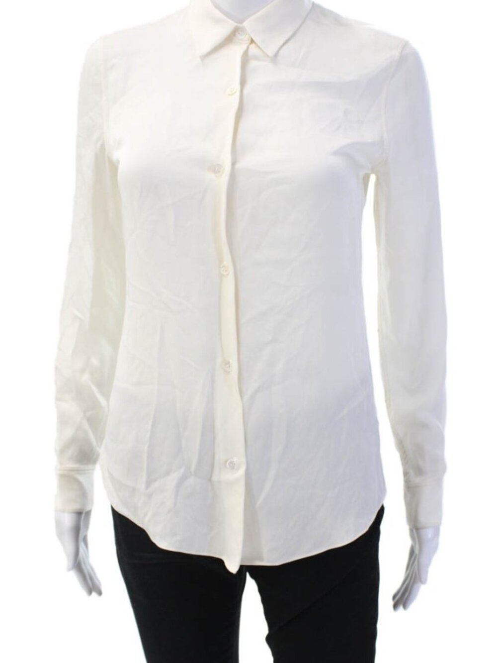 Theory White 100% Silk Button Up Blouse PP